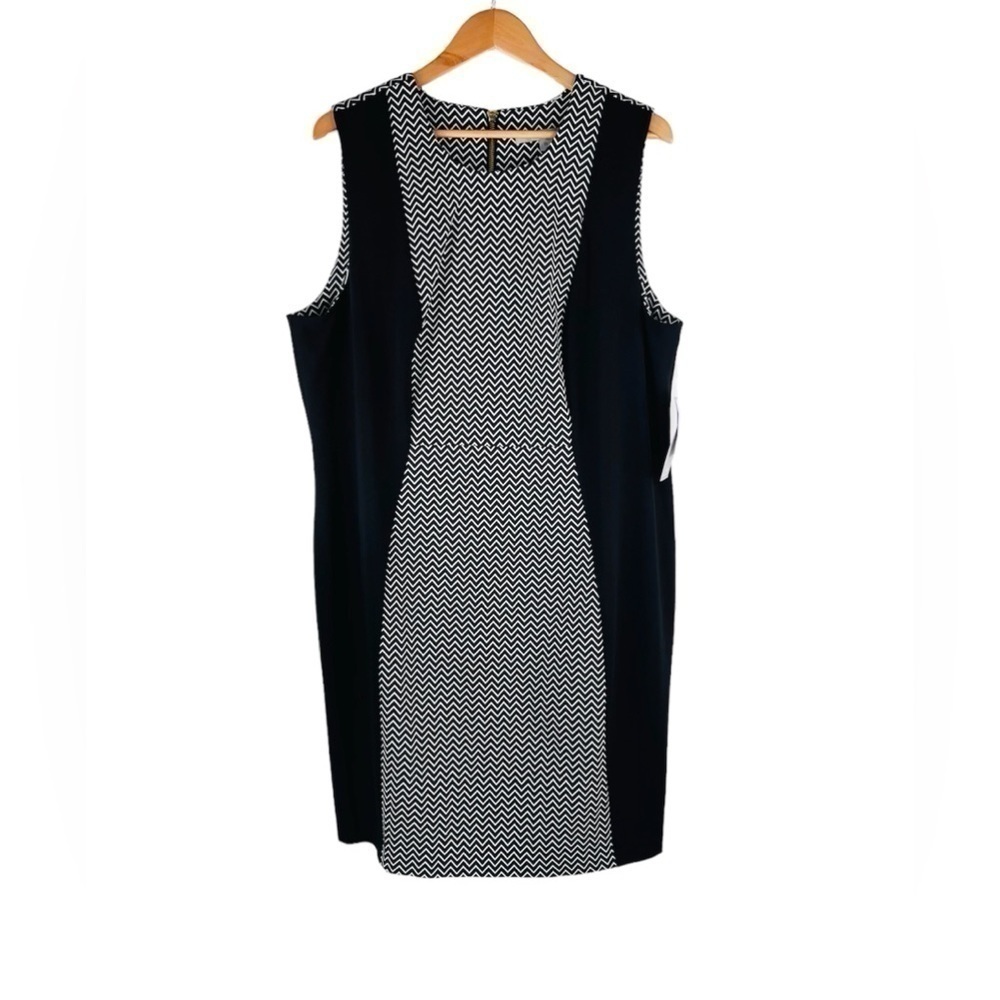 NWT Marc New York Andrew Marc Black White Shift Sleeveless Dress Plus Size 2X